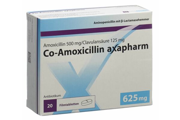 Co-Amoxicilline axapharm cpr pell 625 mg 20 pce