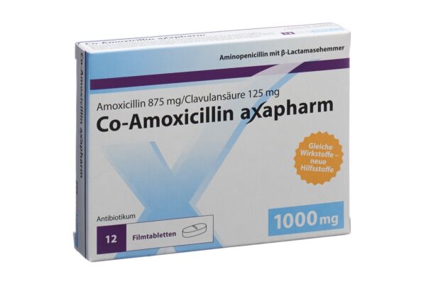 Co-Amoxicilline axapharm cpr pell 1000 mg 12 pce
