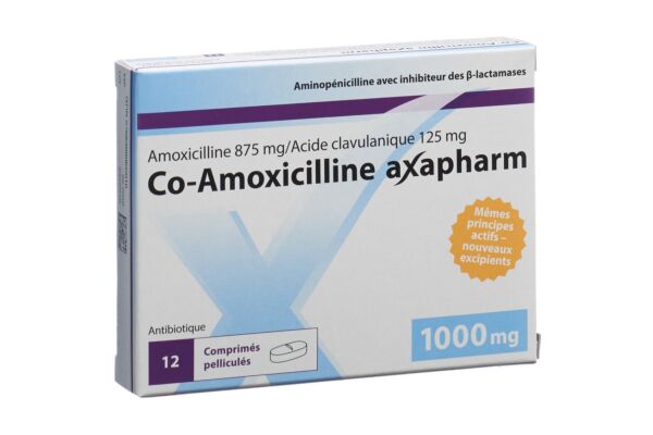 Co-Amoxicilline axapharm cpr pell 1000 mg 12 pce