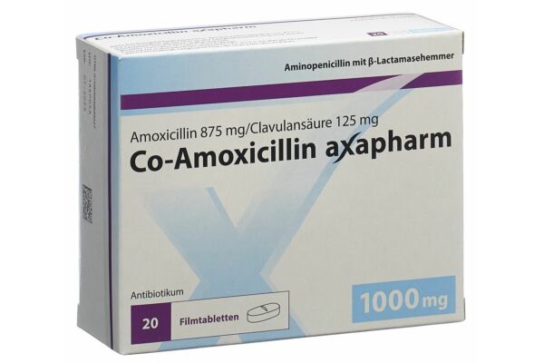 Co-Amoxicilline axapharm cpr pell 1000 mg 20 pce