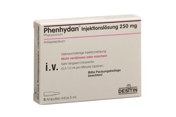 Phenhydan Inj Lös 250 mg/5ml i.v. 5 Amp 5 ml