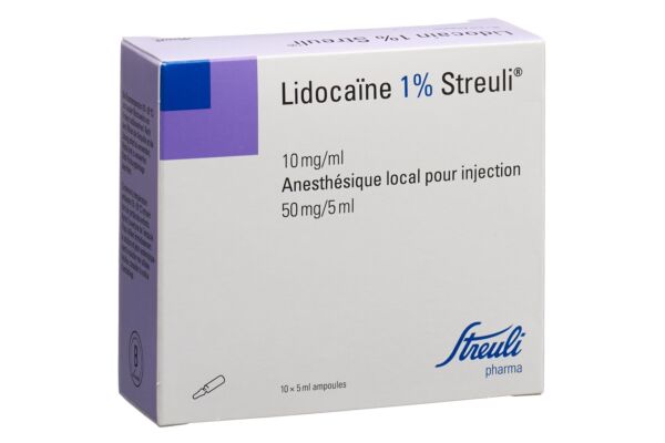 Lidocaïne Streuli 1% sol inj 50 mg/5ml (ampoules) 10 amp 5 ml