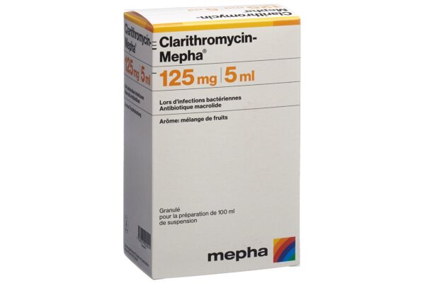 Clarithromycin-Mepha gran 125 mg/5ml pour suspension buvable fl 100 ml