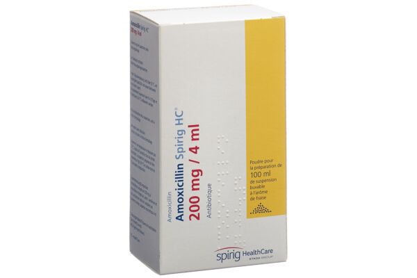 Amoxicilline Spirig HC pdr 200 mg/4ml pour suspension fl 100 ml