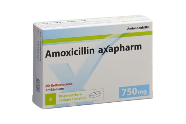 Amoxicilline axapharm cpr disp 750 mg 4 pce