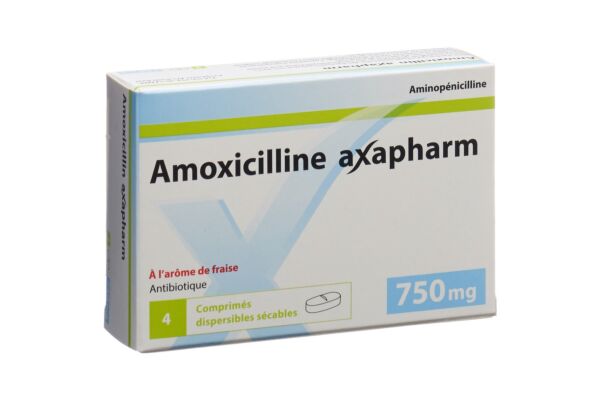 Amoxicilline axapharm cpr disp 750 mg 4 pce