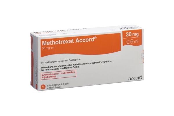 Methotrexat Accord sol inj 30 mg/0.6ml seringue préremplie 0.6 ml