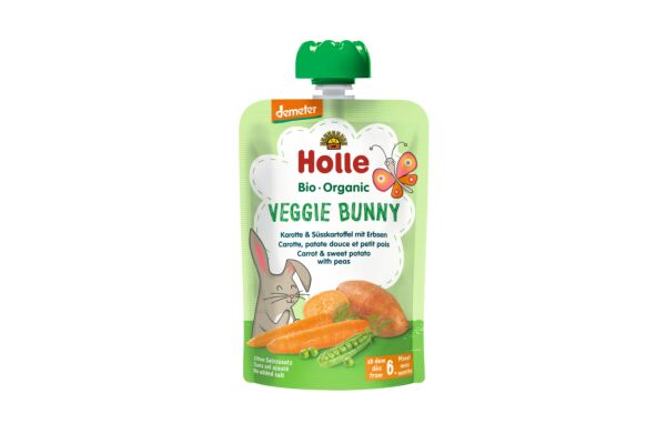 Holle Veggie Bunny - pouchy carotte patate douce et petit pois 100 g