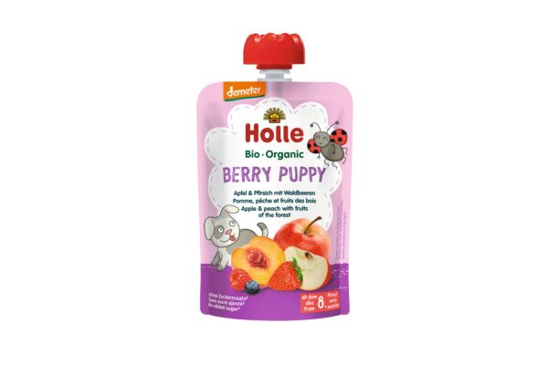 Holle Berry Puppy - pouchy pomme pêche et fruits des bois 100 g