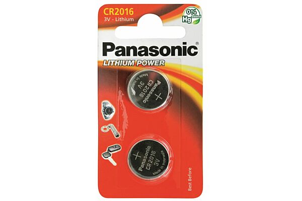 Panasonic Batterien Knopfzelle CR2016 2 Stk