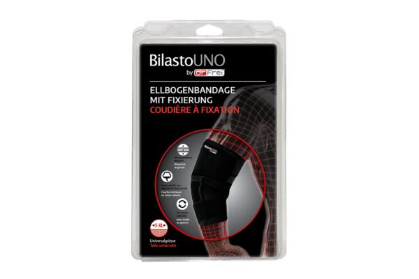 Bilasto Uno Ellbogenbandage S-XL mit Fixierung und Velcro