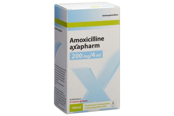 Amoxicilline Axapharm pdr 200 mg/4ml pour la préparation d'une suspension orale fl 100 ml