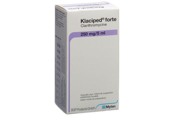 Klaciped Forte gran 250 mg/5ml pour la préparation d'une suspension pédiatrique orale fl 100 ml