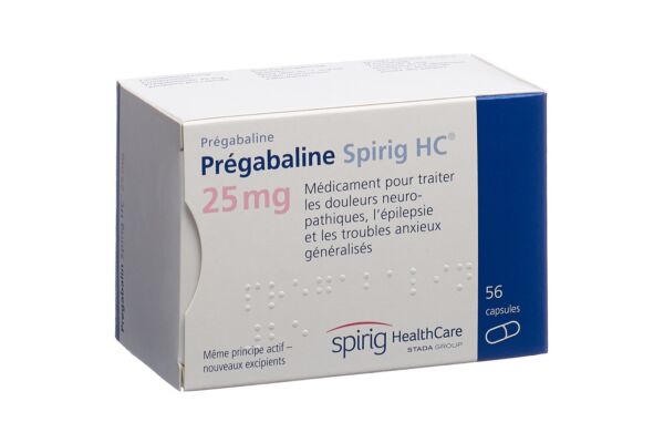 Prégabaline Spirig HC caps 25 mg 56 pce