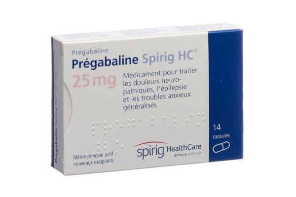Prégabaline Spirig HC caps 25 mg 14 pce