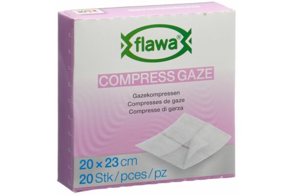Flawa compresse de gaze coupée 20x23cm traitée pour la réduction des germes 20 pce