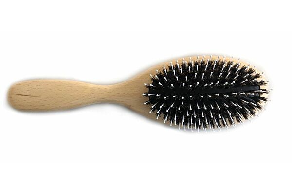 Herba brosse à cheveux poils de sanglier et nylon ovale bois de hêtre certifié FSC
