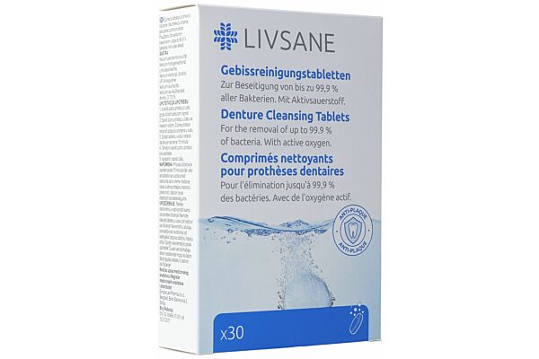 Livsane Comprimés nettoyants pour prothèses dentaires 30 pce