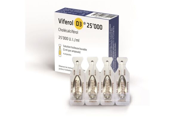 Viferol D3 Trink Lös 25000 IE/ml Amp 4 Stk
