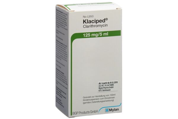 Klaciped gran 125 mg/5ml pour la préparation d'une suspension pédiatrique orale fl 100 ml