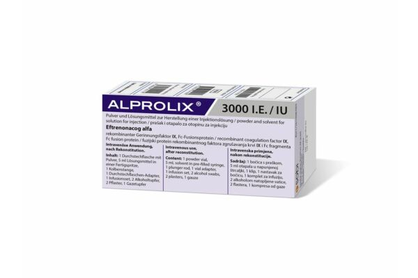 Alprolix subst sèche 3000 UI avec solvant flac