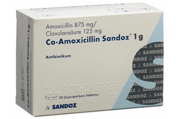 Co-Amoxicilline Sandoz cpr disp 1 g 20 pce