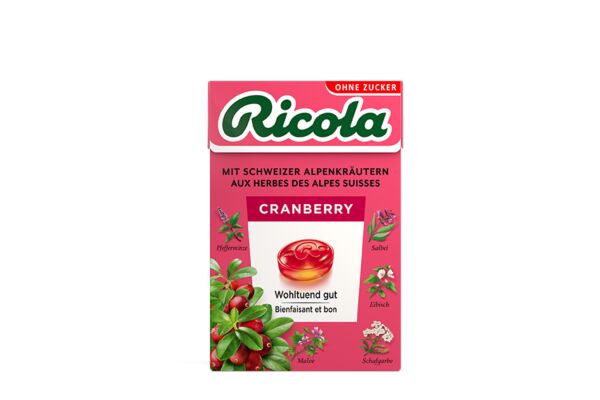 Ricola cranberry bonbons aux herbes sans sucre avec stevia box 50 g