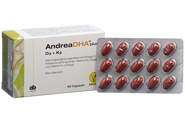 AndreaDHA plus Omega-3 Vitamin D3 + Vitamin K2 caps vegan 60 pce
