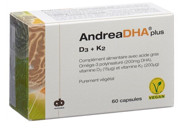 AndreaDHA plus Omega-3 Vitamin D3 + Vitamin K2 caps vegan 60 pce