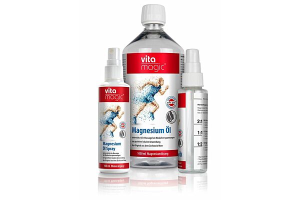 vitamagic Magnesium Öl Set Spray Nachfüllflasche 1 lt + Leerflasche 100ml