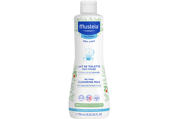 Mustela Lait de toilette peau normale sans rinçage fl 750 ml