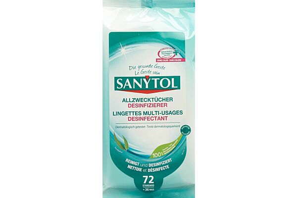 Sanytol lingettes multi-usages désinfectant sach 72 pce