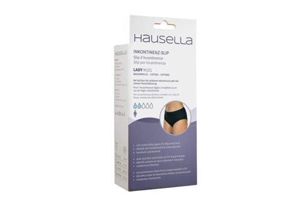 Hausella Slip d'incontinence Lady M101 L noir en coton avec membrane PU