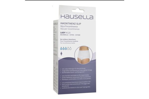 Hausella Slip d'incontinence Lady M120 S blanc en coton avec membrane PU