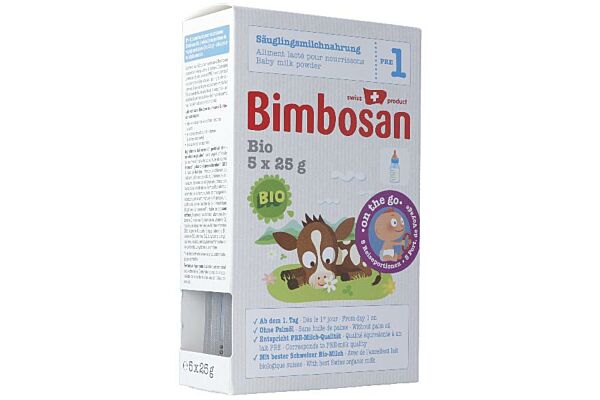 Bimbosan Bio 1 lait pour nourrissons portions de voyage 5 x 25 g