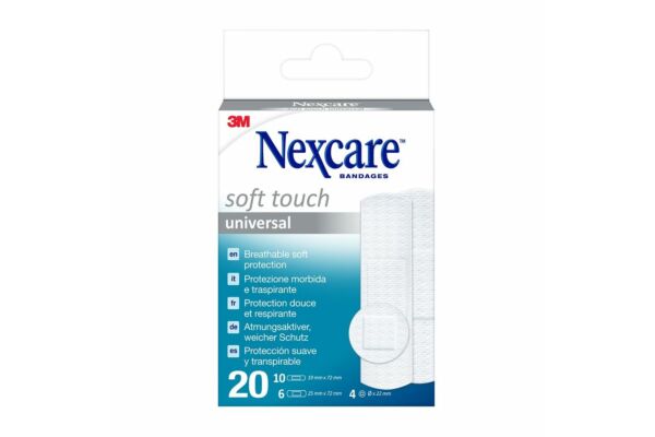 3M Nexcare pansements soft touch universel 3 tailles assorties 20 pce