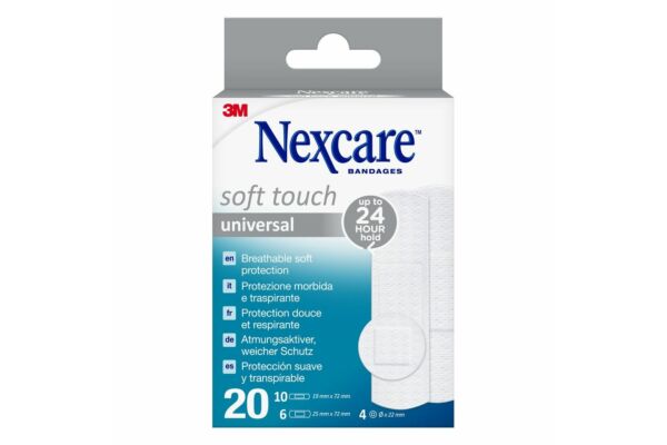 3M Nexcare pansements soft touch universel 3 tailles assorties 20 pce