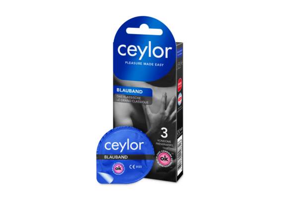 Ceylor Bande bleue préservatif avec réservoir 3 pce