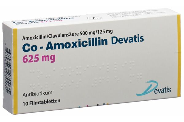 Co-Amoxicillin Devatis Filmtabl 625 mg 10 Stk