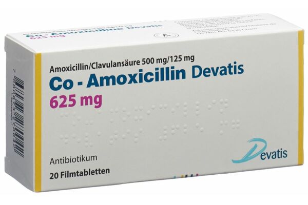 Co-Amoxicilline Devatis cpr pell 625 mg 20 pce