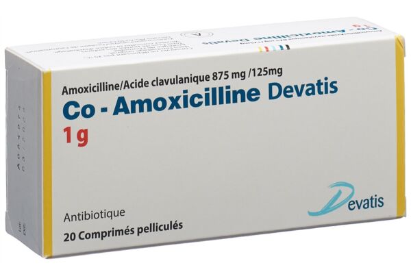 Co-Amoxicilline Devatis cpr pell 1 g 20 pce