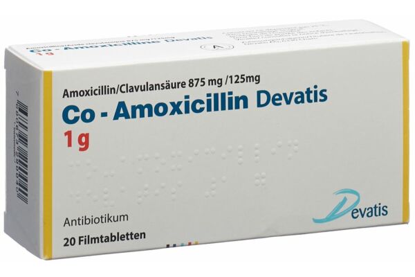 Co-Amoxicillin Devatis Filmtabl 1 g 20 Stk