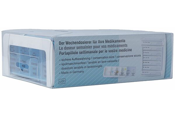 Anabox pilulier compact 7 jours bleu 4 cases allemand/français/italien