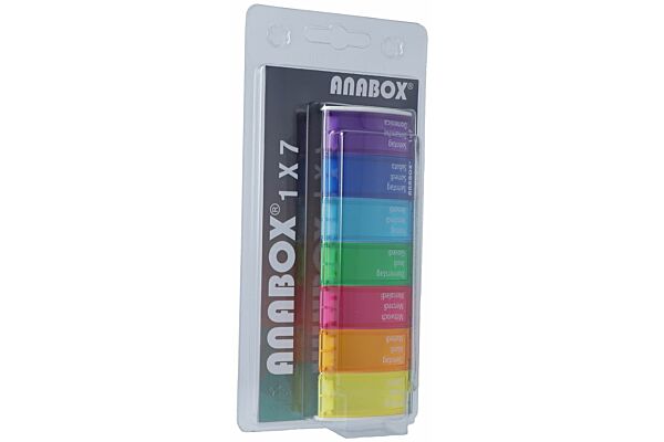 Anabox pilulier 1x7 multicoloré allemand/français/italien emballage blister