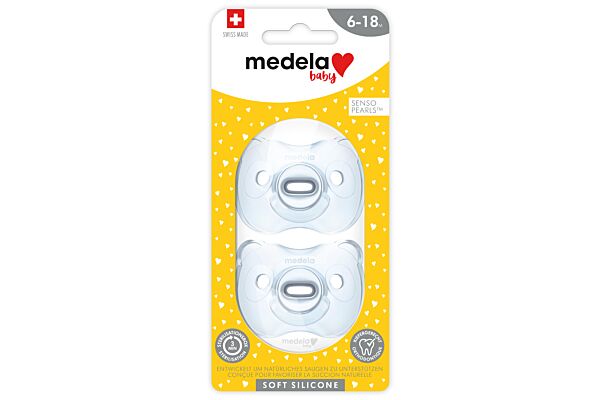 Medela Baby Sucette Soft Silicone 6-18 bleu 2 pce