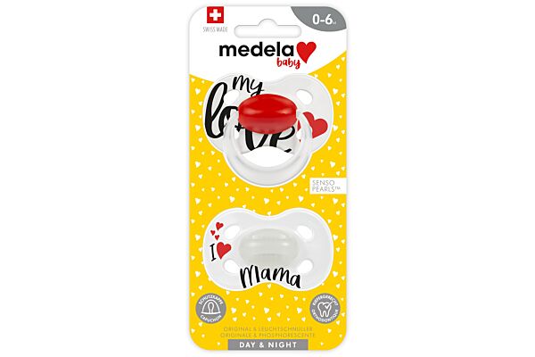 Medela Baby Sucette Day&Night 0-6 Signature Love 2 pce