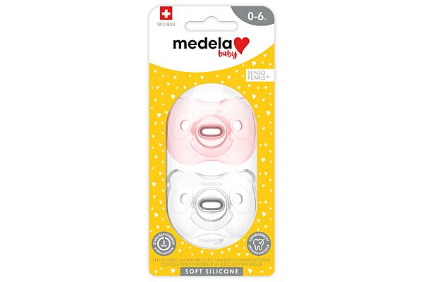 Medela Baby Sucette Soft Silicone 0-6 rose 2 pce
