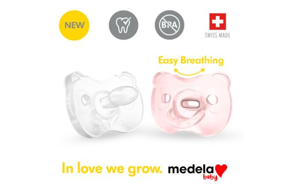 Medela Baby Sucette Soft Silicone 0-6 rose 2 pce