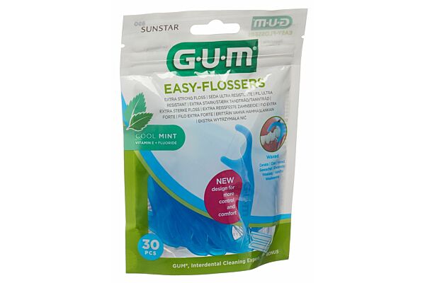 GUM Easy-Flossers soie dentaire sticks cool mint 30 pce