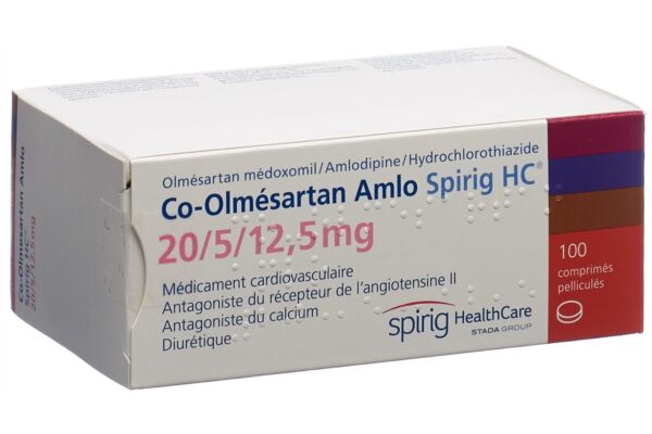 Co-Olmésartan Amlo Spirig HC cpr pell 20/5/12.5 mg 100 pce